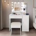 Vanity Table with 10 Dimmable Lighted Mirror Drawer and Shelves for Women Makeup