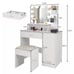Vanity Table with 10 Dimmable Lighted Mirror Drawer and Shelves for Women Makeup