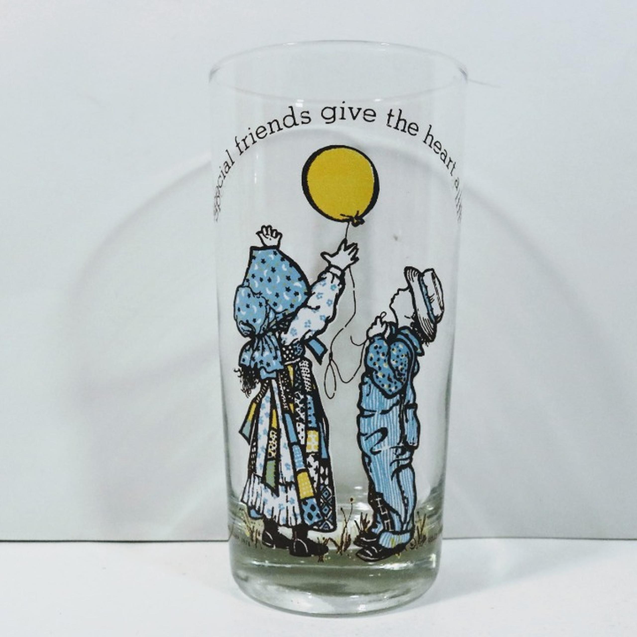 Vintage Glass Holly Hobbie "Special Friends Give The Heart A Lift" from 1978