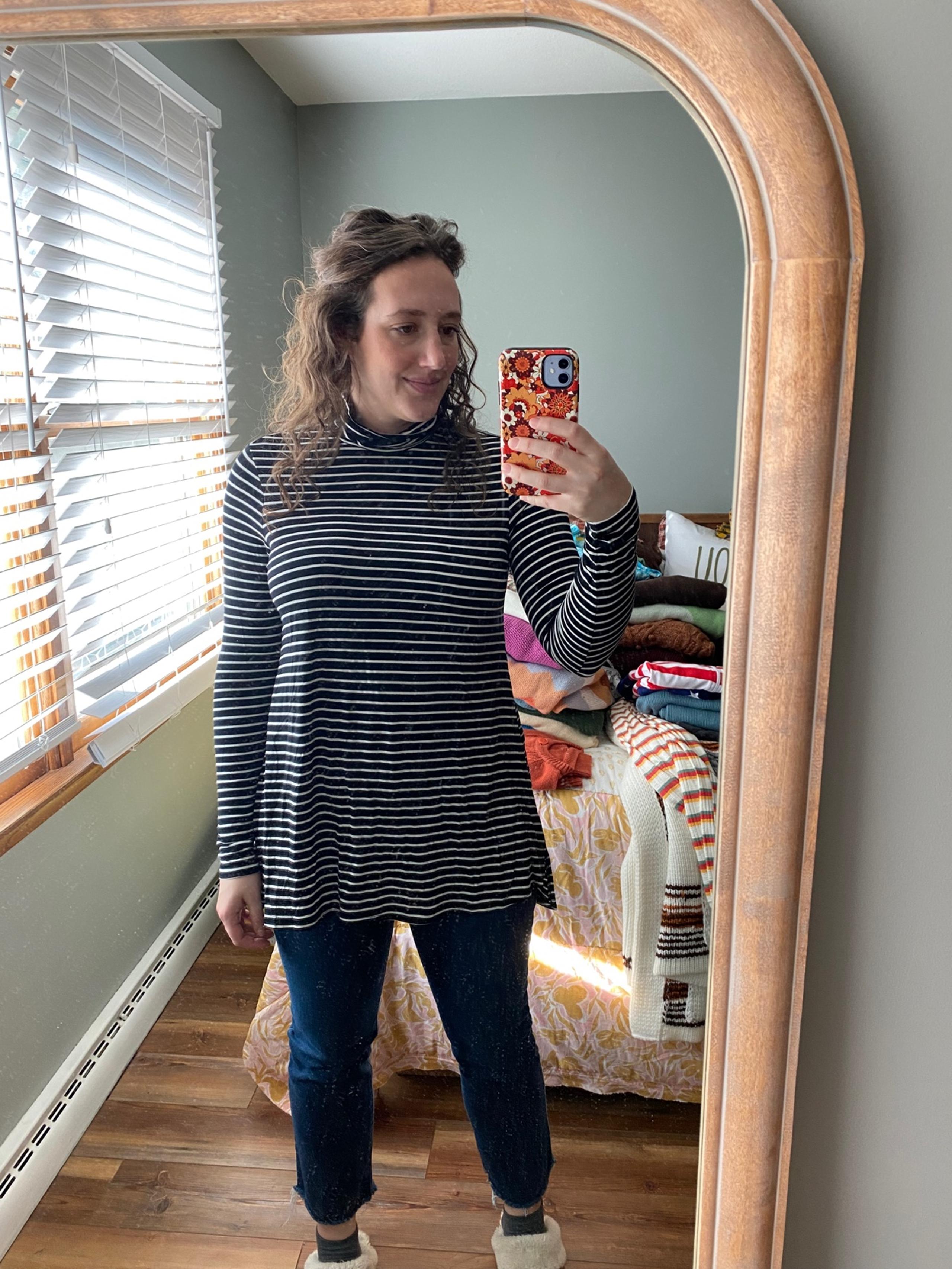 Mossimo Black and White Stripe Turtleneck Top