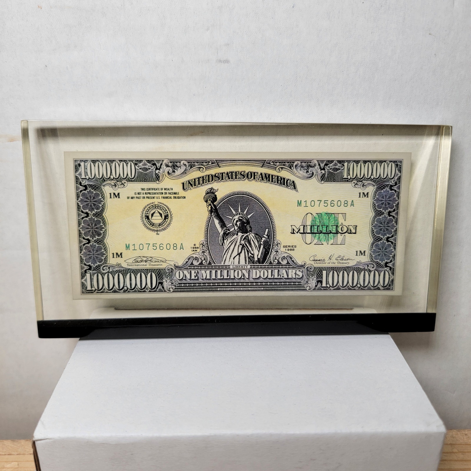 Lucite Paperweight Million Dollar Bill (Non-Negotiable)