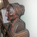 Handmade Hand Carved Wood Busts J Alberdi Mid-Century Carving Old Man & Woman