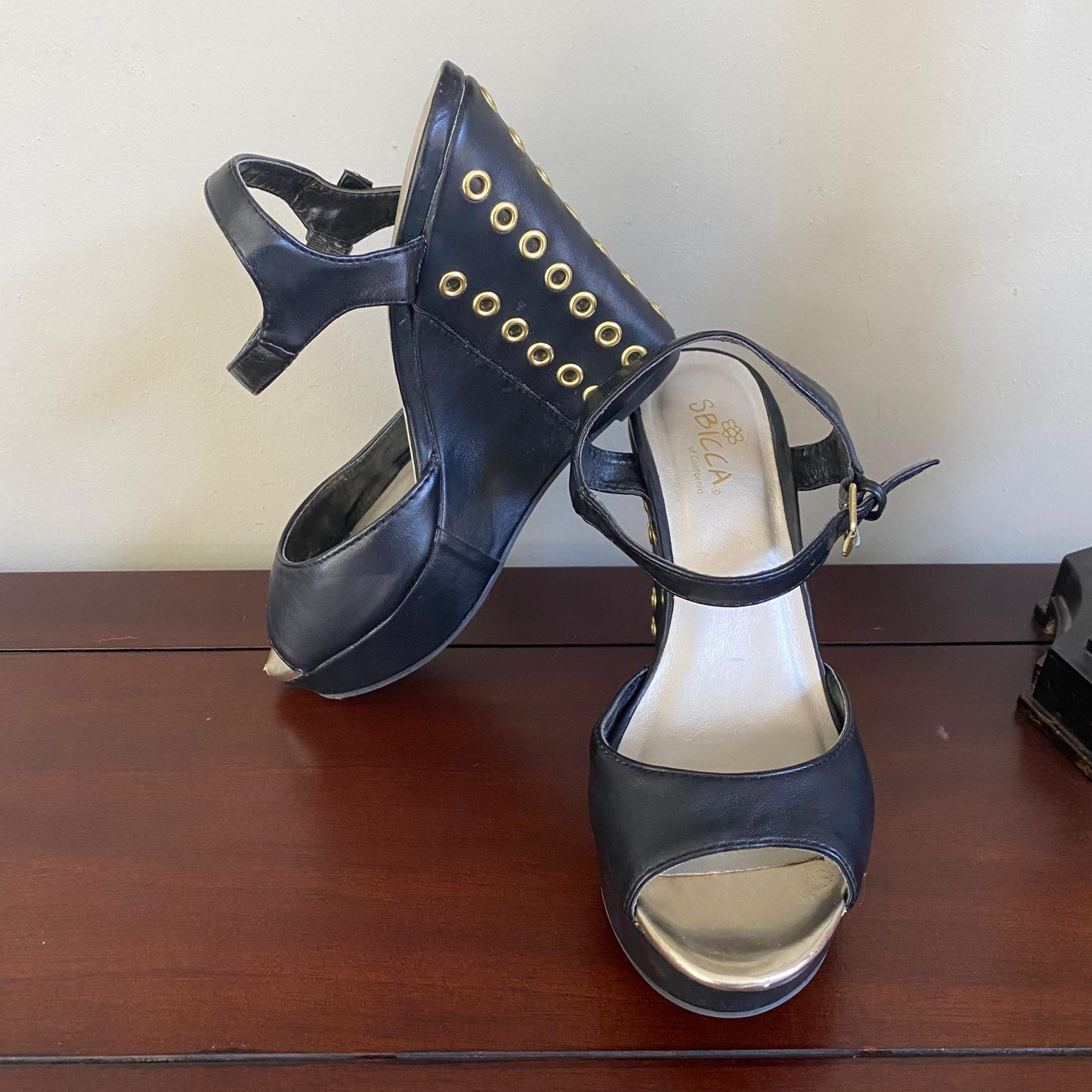 Sbicca Black Grommet Accent Heels