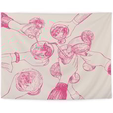 Bar Art Wall Decor, Pink Preppy Trendy Retro Cheers Cocktail Champagne Tapestry