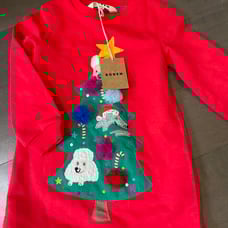 NWT Mini Boden Appliqué Dog Christmas Tree Sweatshirt Dress 2/3