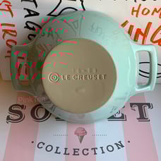 Le Creuset Peppermint Cassoulet Snack Serving Bowl w/ Handles Rare Authentic