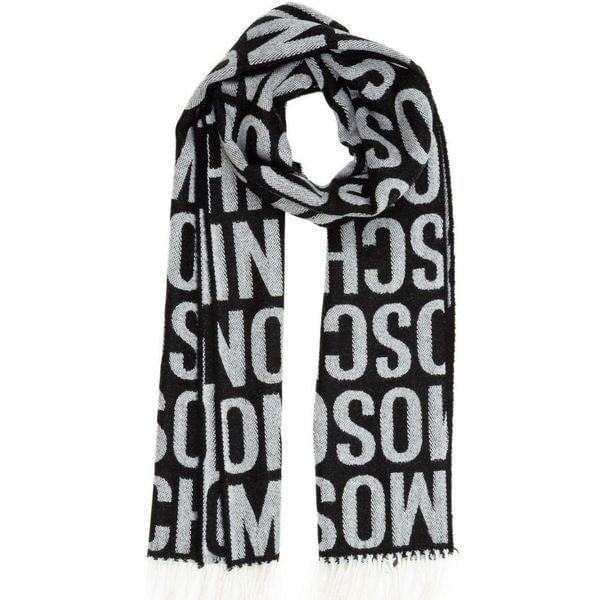 Moschino Men's Black & Grey Shawl Stole Wool Winter Scarf