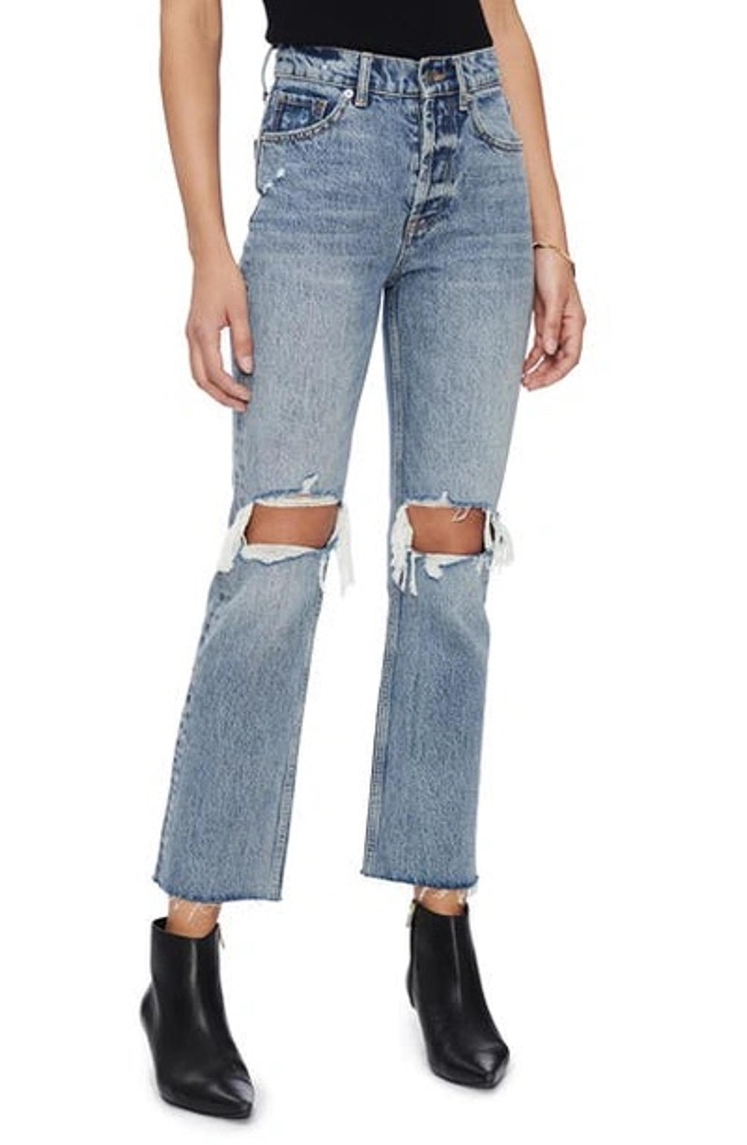 Anine Bing Lara Ripped Frayed Hem Kick Flare Jeans
