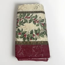 Christmas Harmony 60 x 84 Damask Oblong Tablecloth Holly Berries