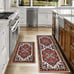 Red Kitchen Rugs Sets of 2 Boho Kitchen Rug Mat Washable Non-Slip Kitchen Rugs