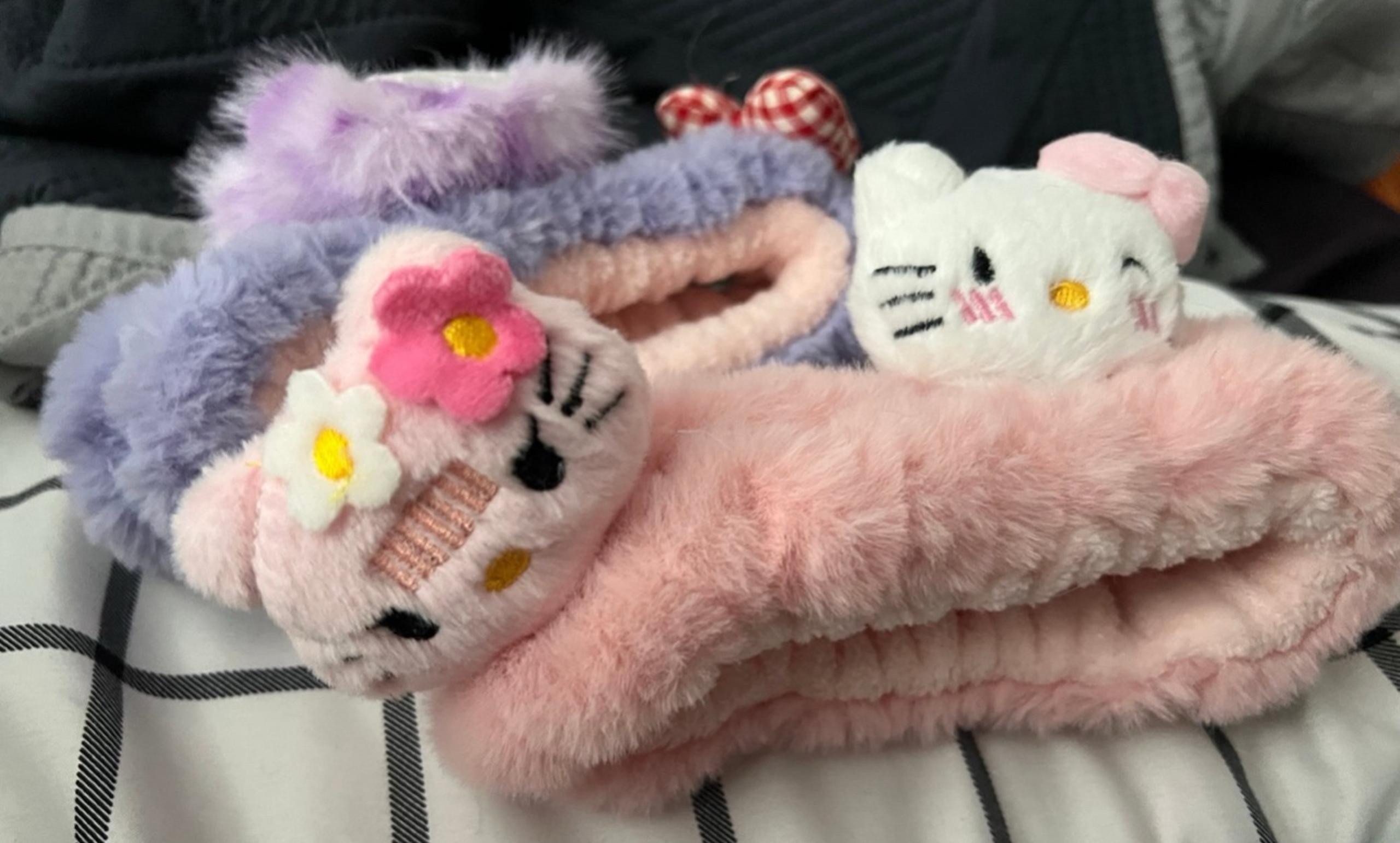 Set of 2 Coordinating Plush Fabric Headbands Hair Accessories Hello Kitty Kuromi