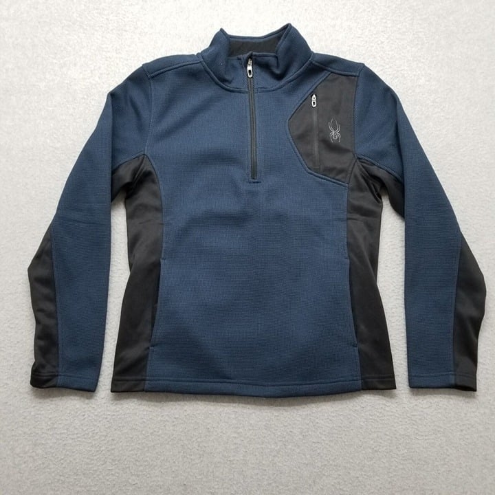 Spyder Jacket Womens Small Blue Pockets Zip Logo Pullover