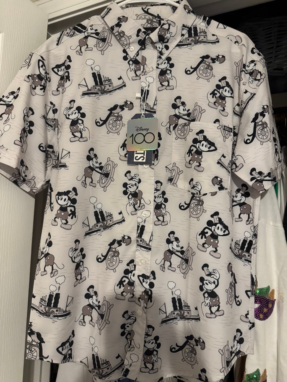 New RSVLTS Steamboat Mickey Disney 100 sold out button down shirt