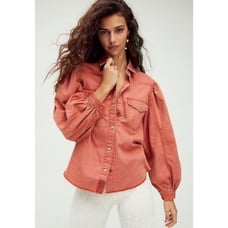 We the free with love denim top size S Vintage-inspired denim top featured in a