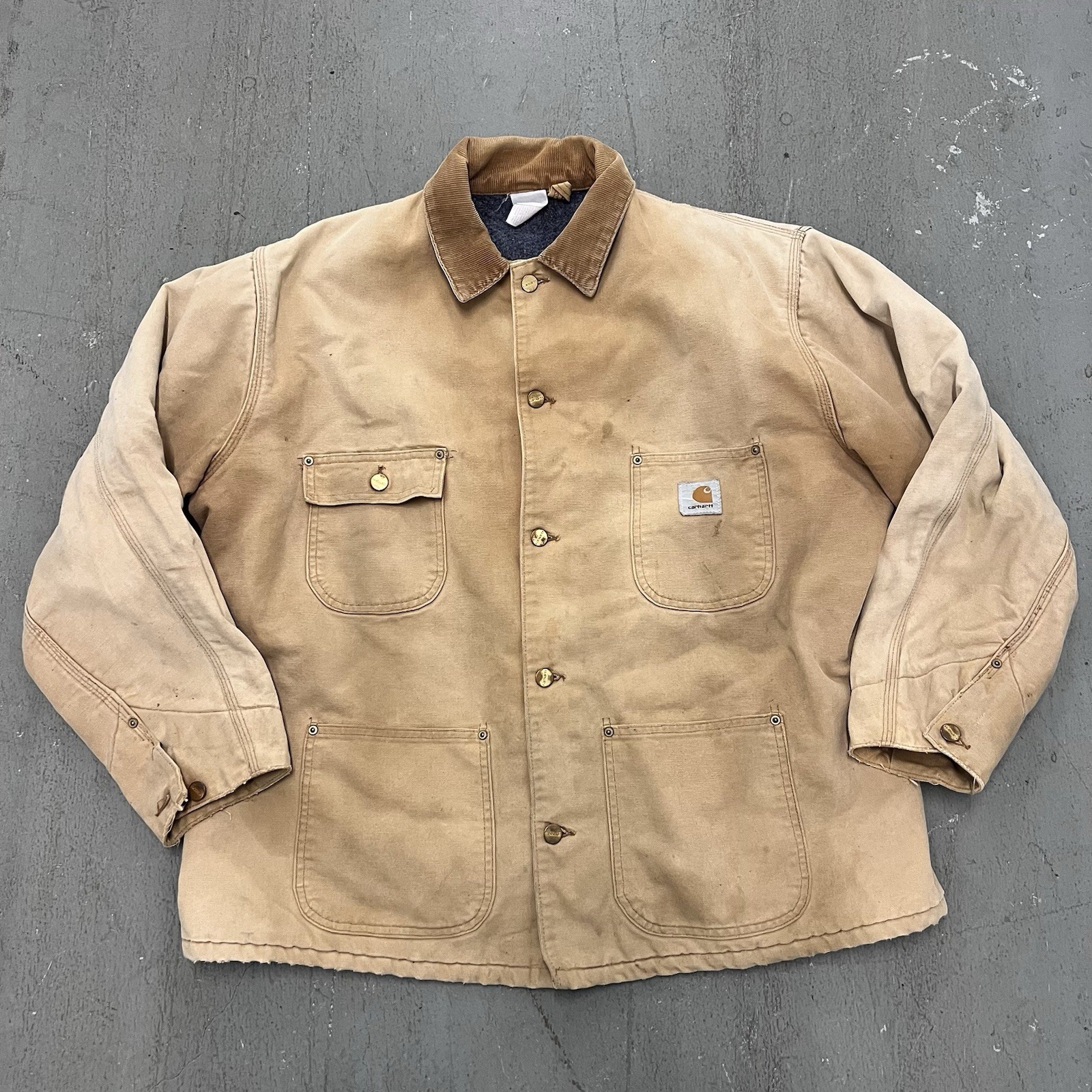 VTG Union Made Carhartt Tan Blanket Lined Chore Jacket See Measurements