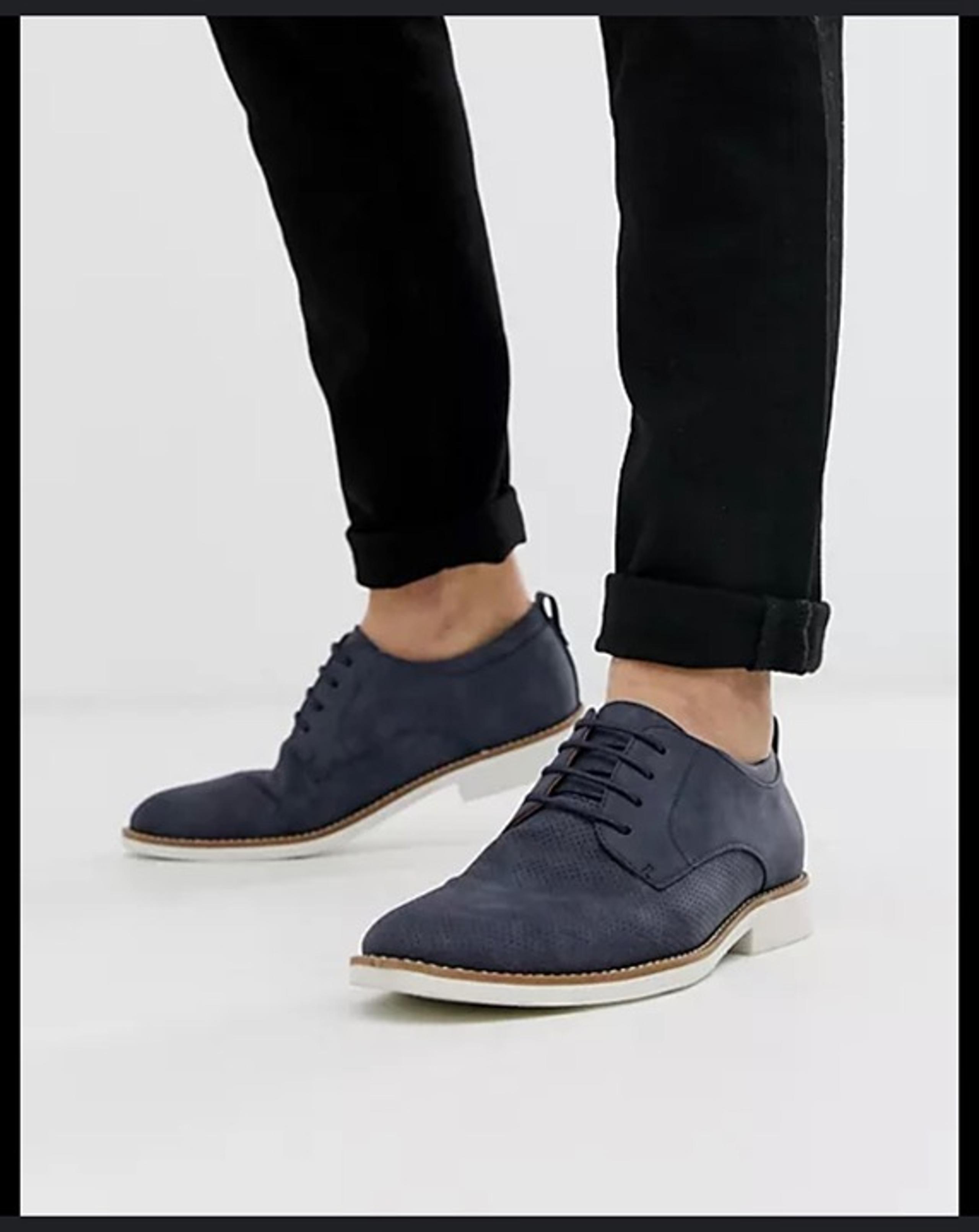 ZARA MEN Navy Blue Faux Suede Leather Lace-Up Oxford Sneakers Dress/Casual Sz 11