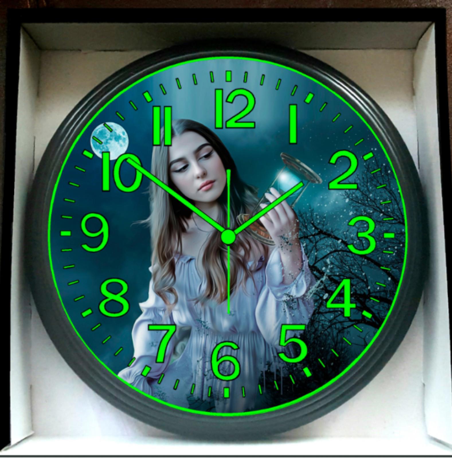 Fairy Moon Midnight Mystic Glow In The Dark Wall Clock New!