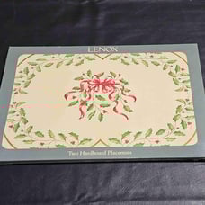 NEW 2 Lenox Christmas Floral Ribbon Holiday Hardboard Placemats 16x12 NOS