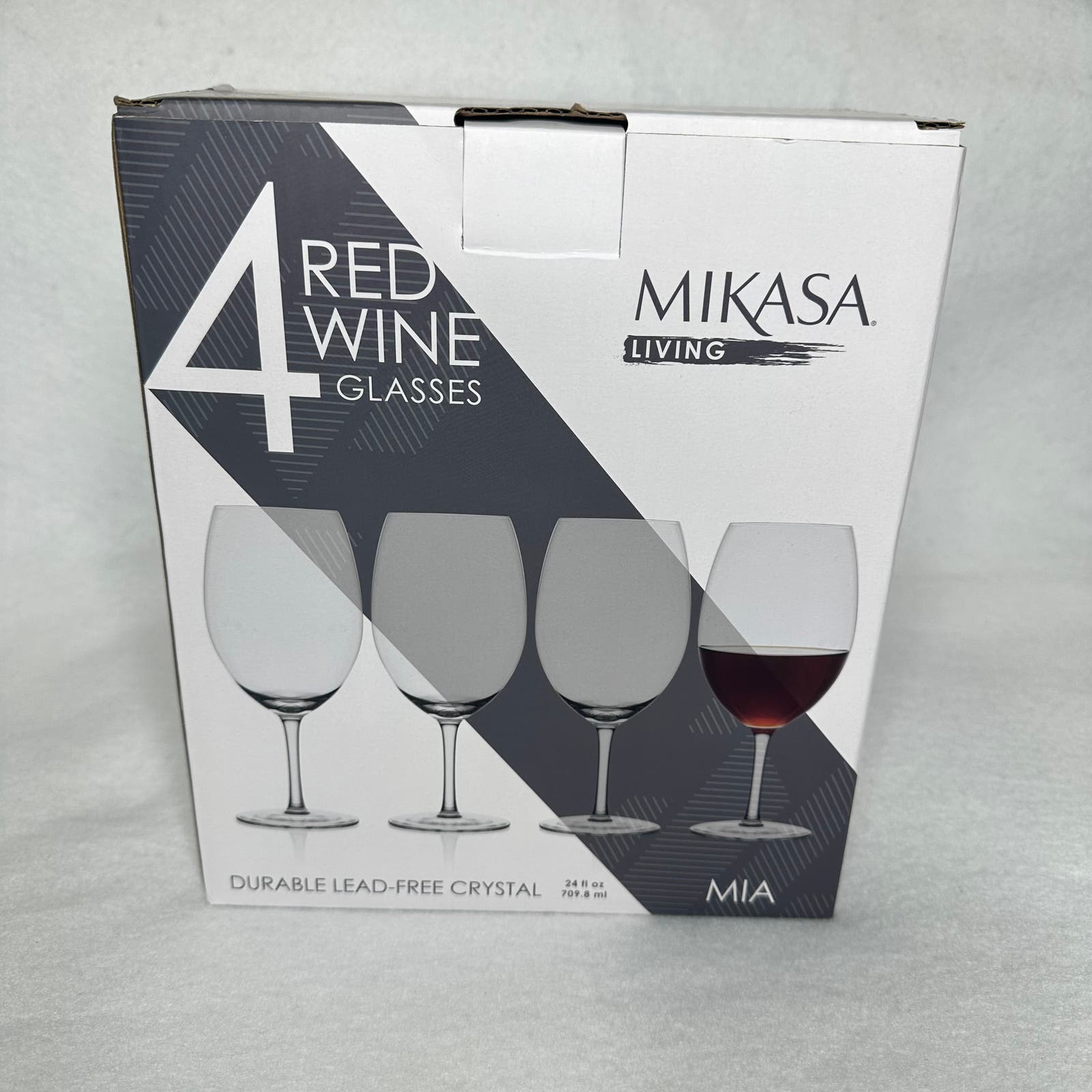 Mikasa Mia Wine Glass 24 oz Set of 4 Durable Lead Free Crystal Dishwasher Safe
