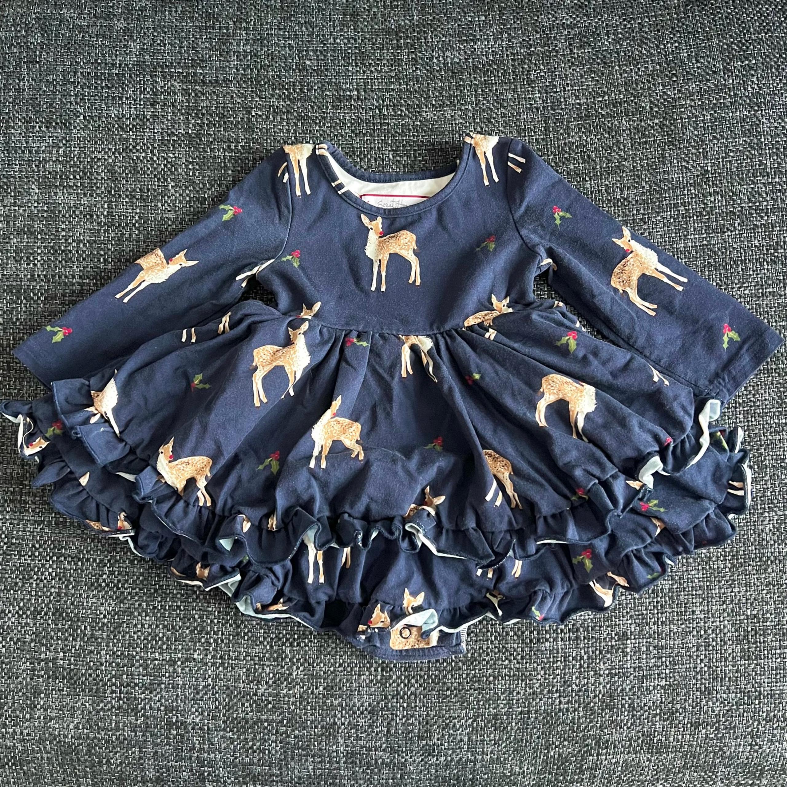 SweetHoney Holiday Deer Bubble Dress Size 18 Months