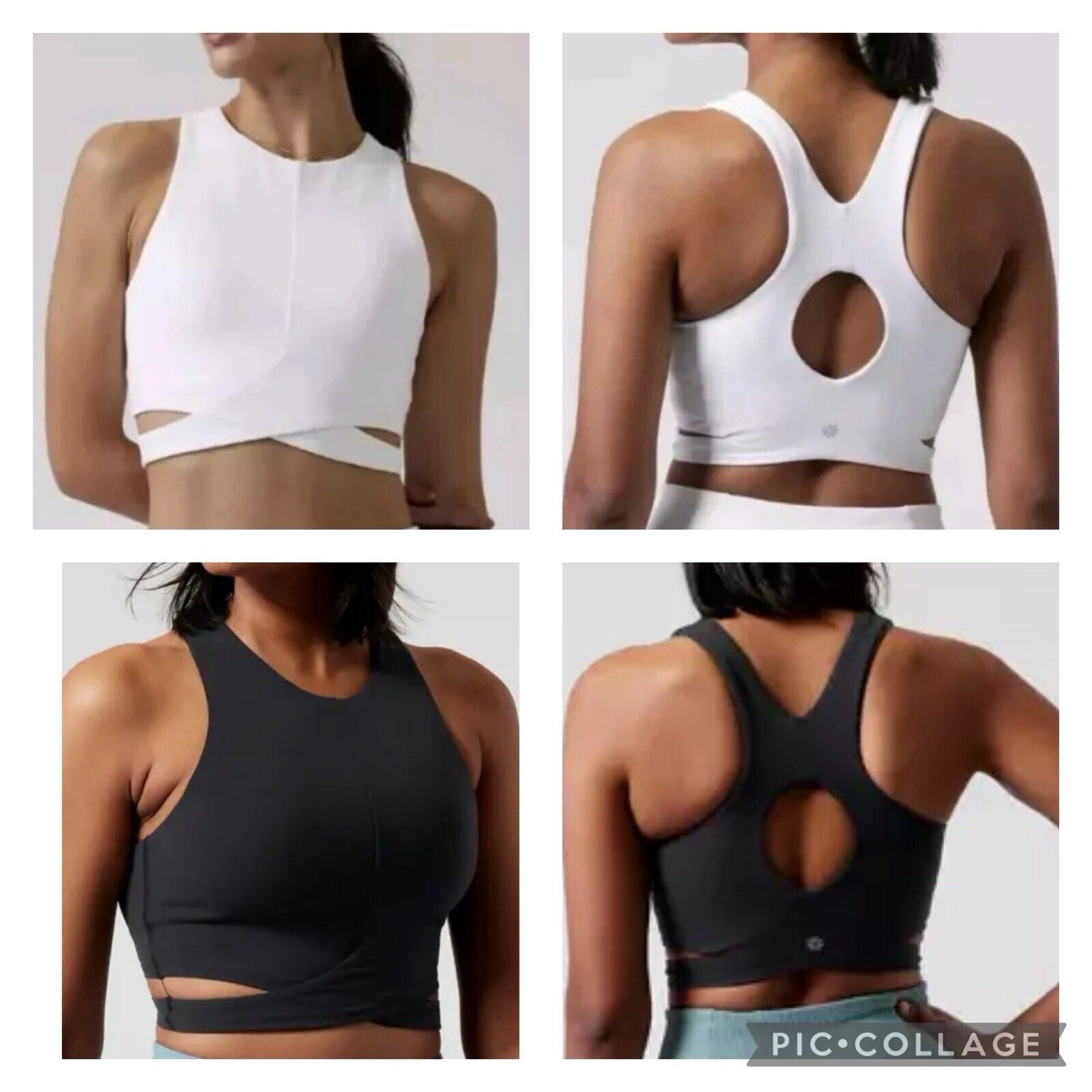 Athleta Conscious Crop CutOut **LOT OF 2** Black & White XS Yoga Barre MSRP 138