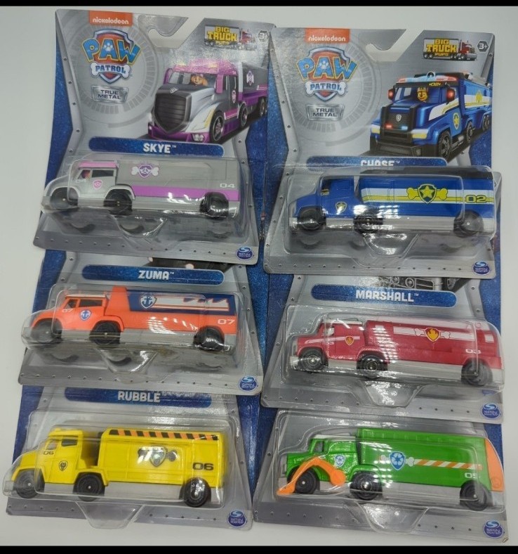 PAW PATROL BIG TRUCK PUPS TRUE METAL VEHICLES Set of 6 Chase, Marshall Rocky