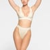 SKIMS Cotton Rib Plunge Bralette + Thong Set Camel Womens XXS