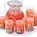 Hand Blown Mexican Drinking Glasses and Pitcher – Set of 6 with Mexican Confetti