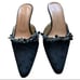 STUBBS & WOOTTON Black Wire & Bead Embellished Mule Pointed Toe Kitten Heel Sz 8