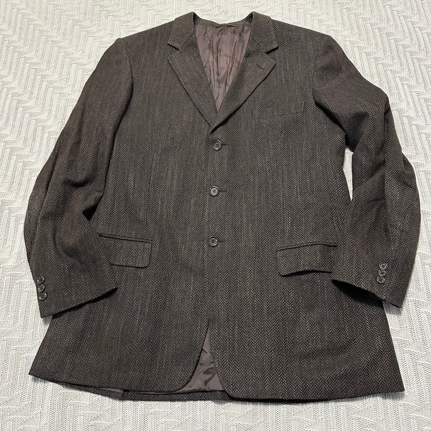 Ermenegildo Zegna brown silk and wool three button blazer size 46R