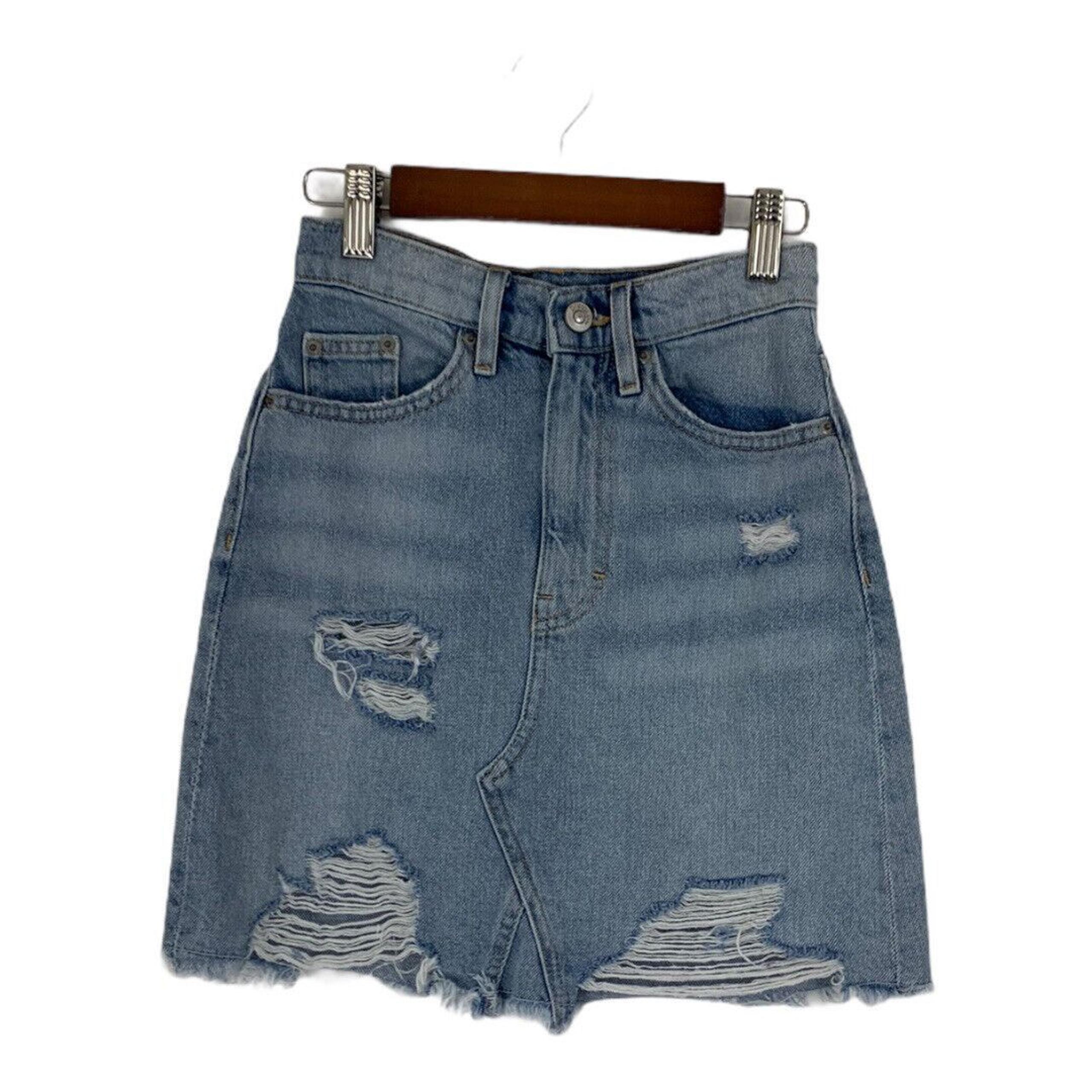 H&M Divided Womens Size EUR 32 US 2 Distressed Denim Jean Skirt