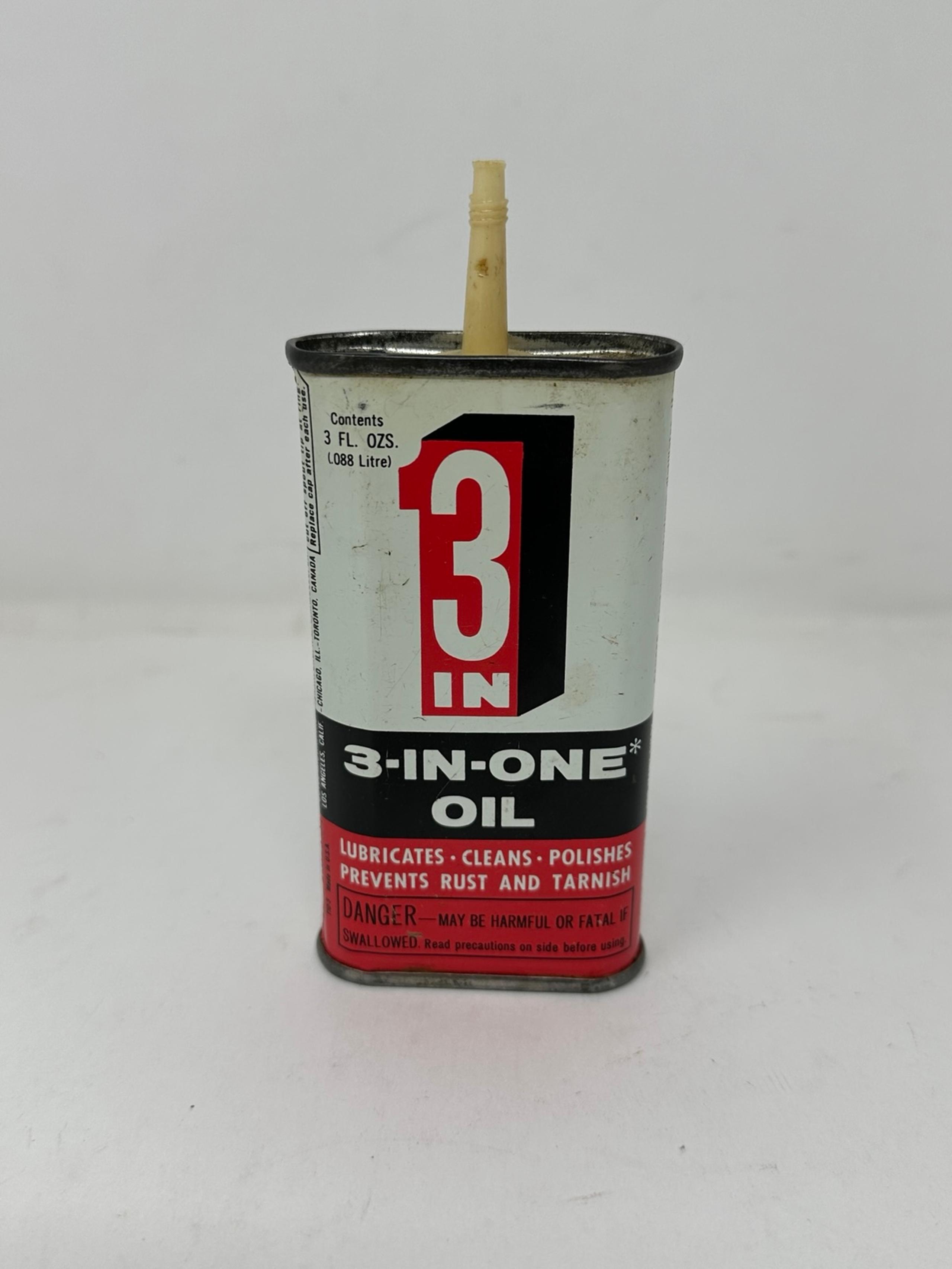 Vintage Oil Can 3 In One Oil 3oz. Size Small Amount still inside Oiler O3