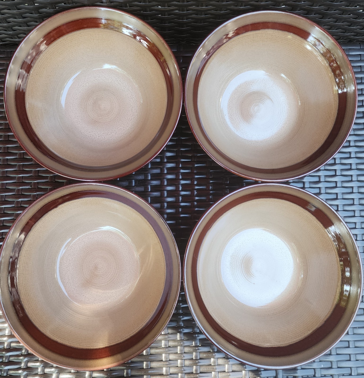 4 Sango Carousel Brown Soup Big Soup/ Salad / Cereal Bowls
