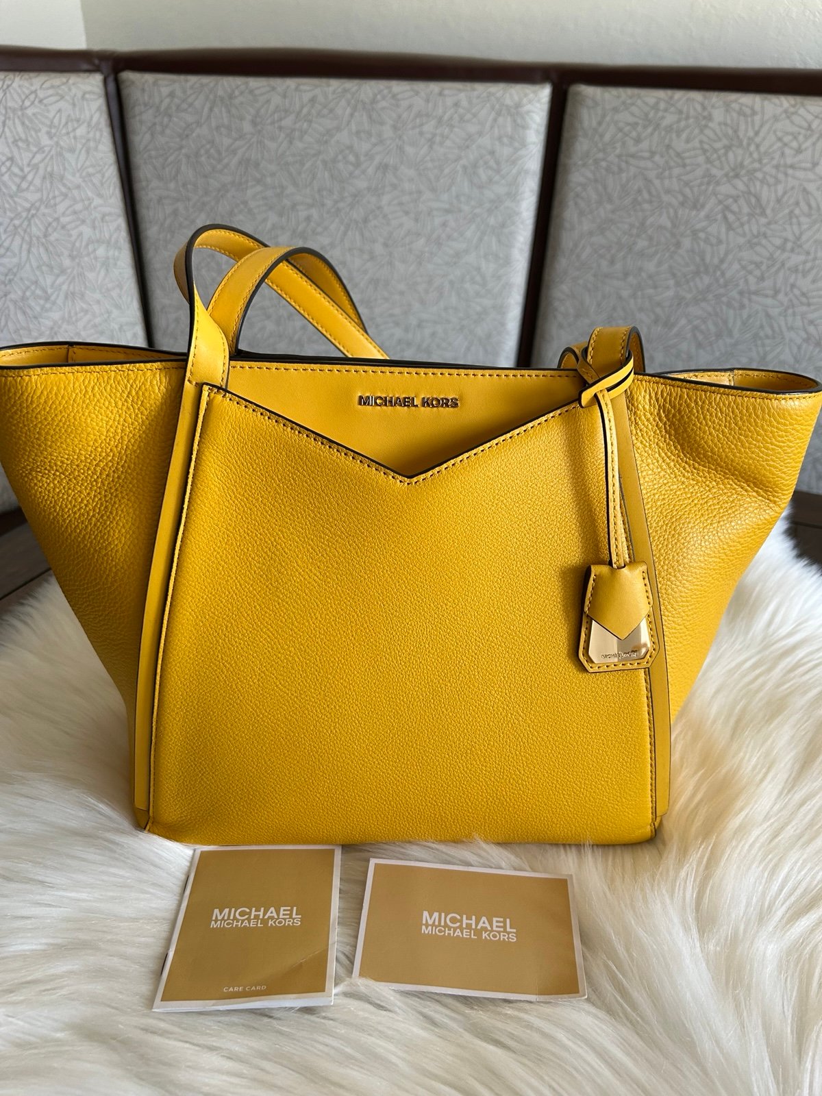 Michael Kors Authentic Whitney Small Top Zip Marigold Yellow Shoulder Bag