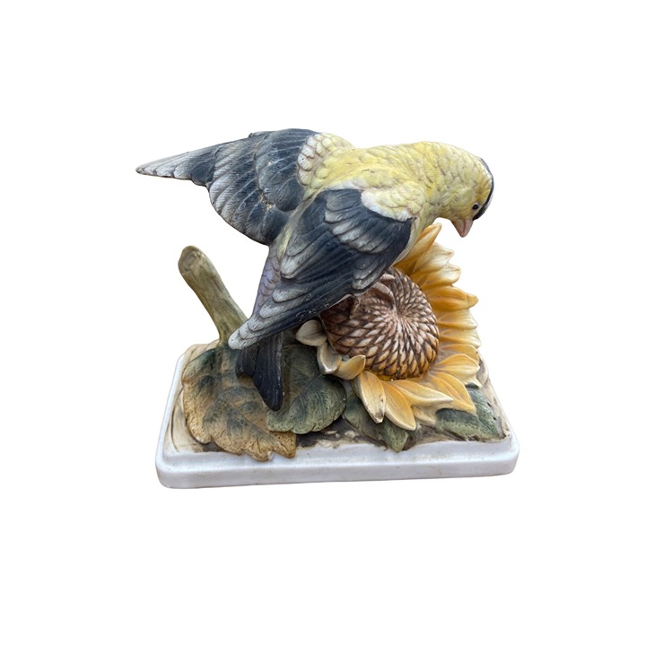 Vintage Lefton Goldfinch KW864 sunflower figurine