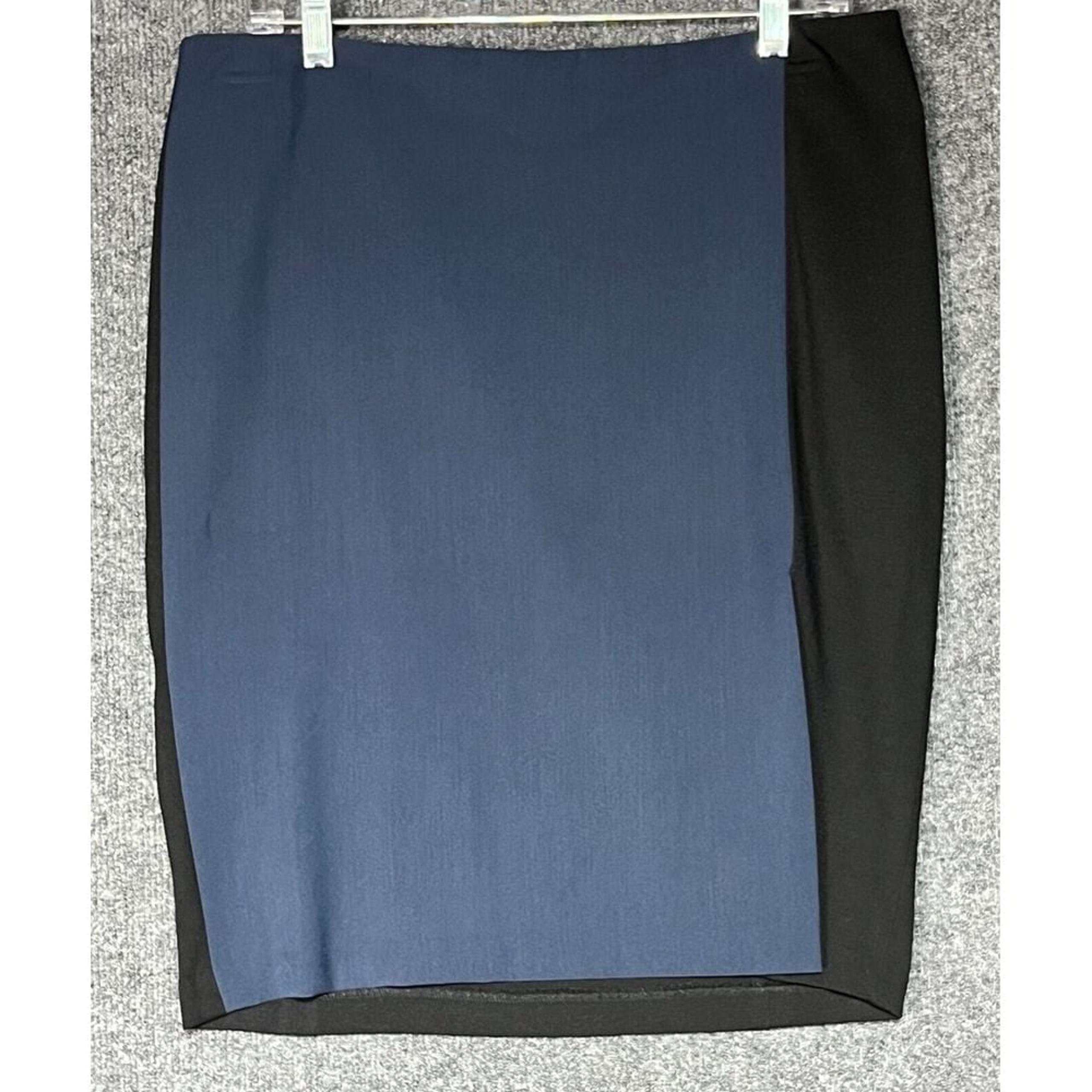 DKNY C Mini Pencil Skirt High Waisted Colorblock Side Zip Blue Black Womens 10