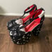 Dolls Kill Trickz N' Treatz All Over Bat Print T Strap Platform Heels - Black