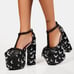 Dolls Kill Trickz N' Treatz All Over Bat Print T Strap Platform Heels - Black