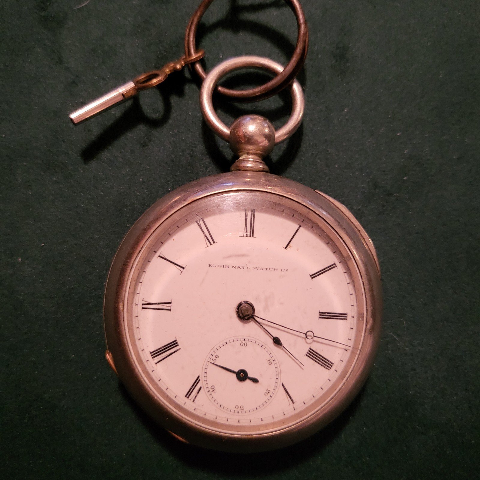 1885 elgin key wind gilt pocket watch