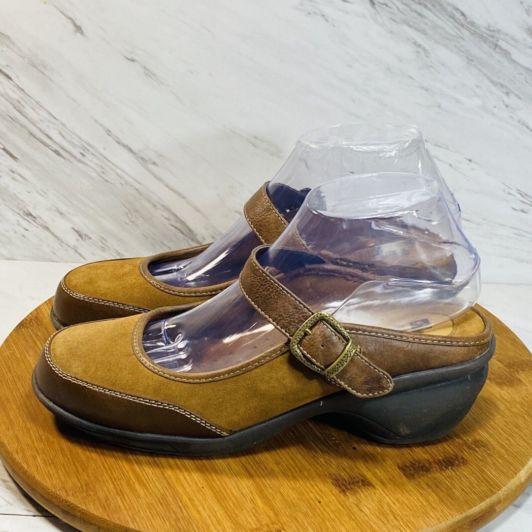 White Mountain Hayride Brown Leather Slip On Clogs Comfort Shoes Women's SZ 8.5M