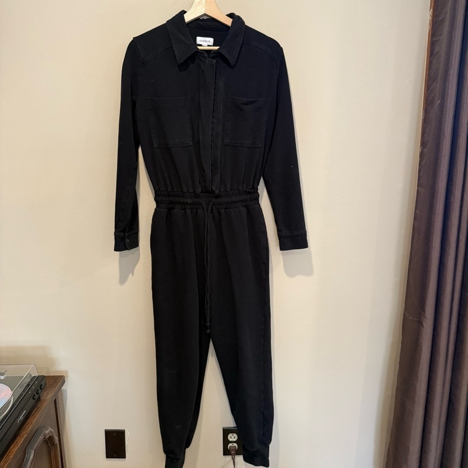 EverEve Black Cotton Women's Myra Jumpsuit