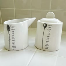 Rae Dunn Stem line Sugar Cream set