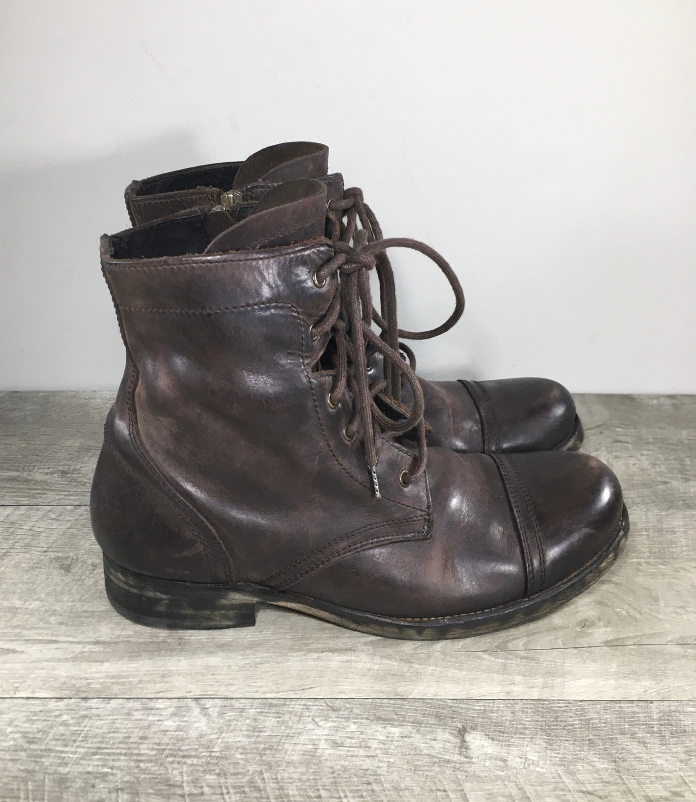 All Saints Spitalfields Mens Combat Grunge Punk Distressed Leather Boots Size 9