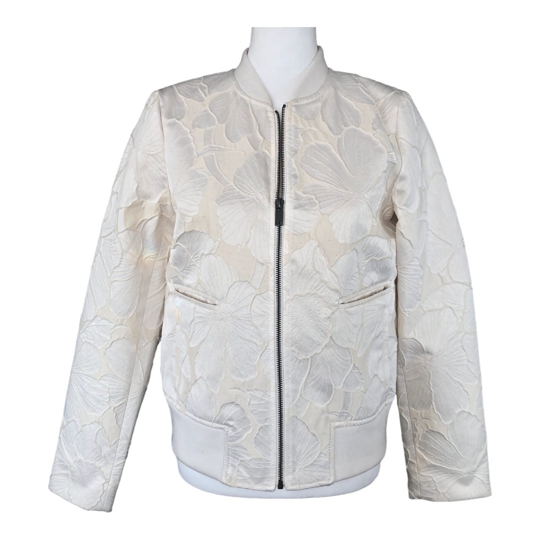 Banana Republic Floral Cream Jacquard Bomber Jacket S