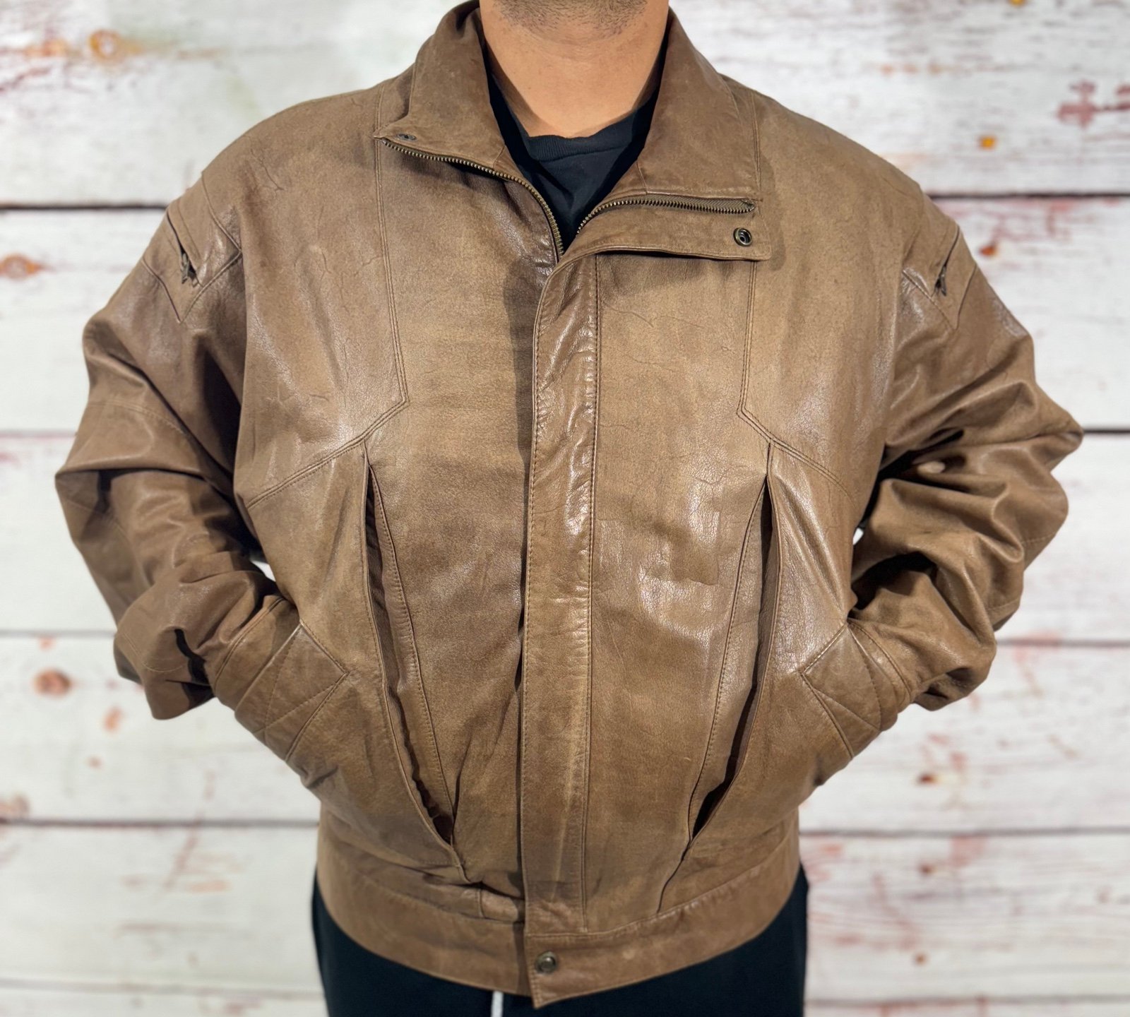 Vintage Adventure Bound leather Jacket Mens Sz 3xl Pilot Bomber AirPlane Travel