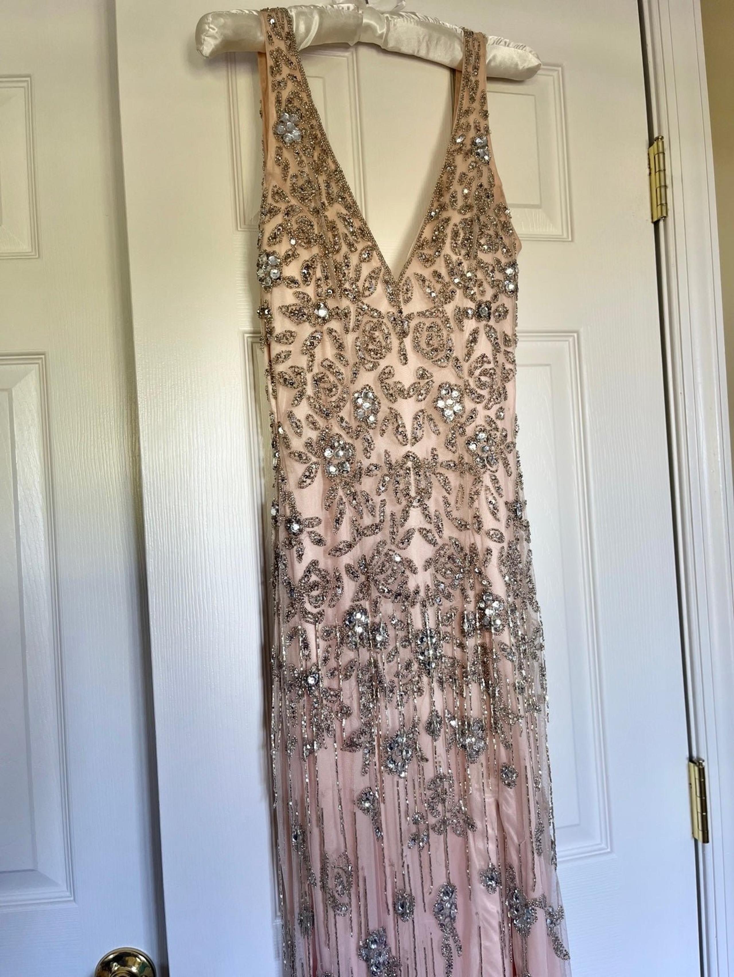 Primavera Crystal and sparkle gown! Light rose silk covered with shine! Size 8.