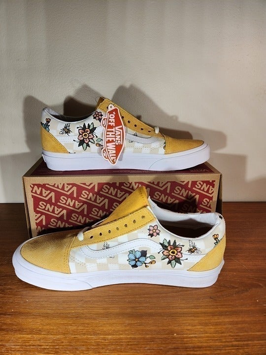 NWT VANS Suede/ Canvas Old Skool (Garden Check) Yellow Men (8.5)/ Women (10.0)
