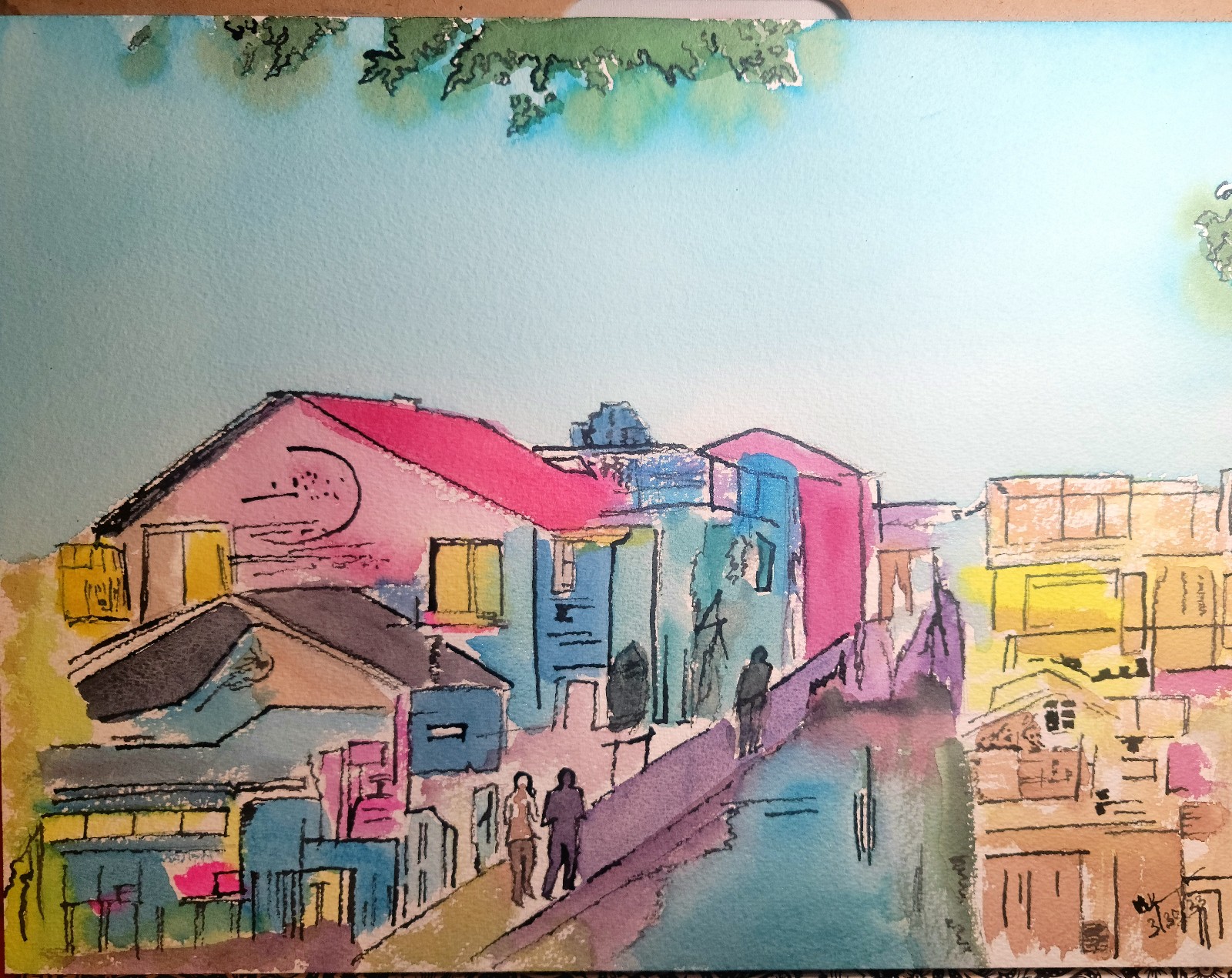 On the water painting watercolor wall art home decor