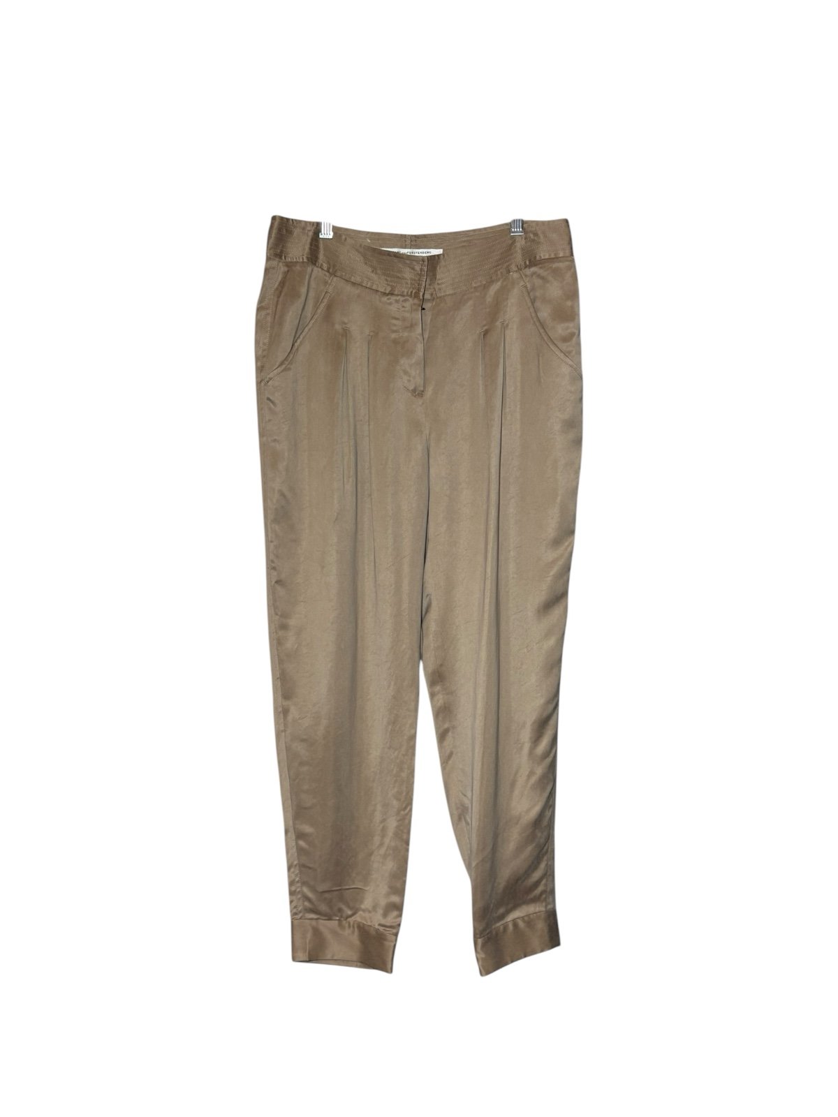 Diane Von Furstenberg Cupro Pants Tan Ankle 6