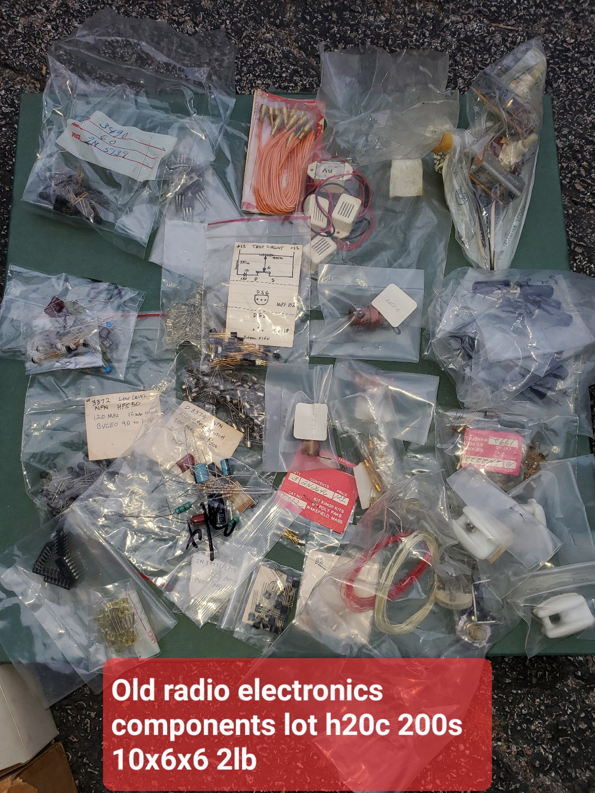 Old radio electronics components lot h20c 200s 10x6x6 2lb